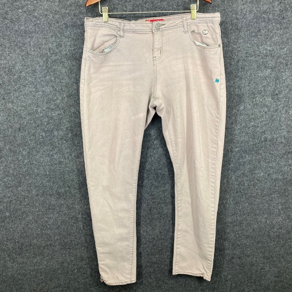 Apple Bottoms Mauve Beige Heart Pocket Rhinestone Skinny Jeans Womens 16